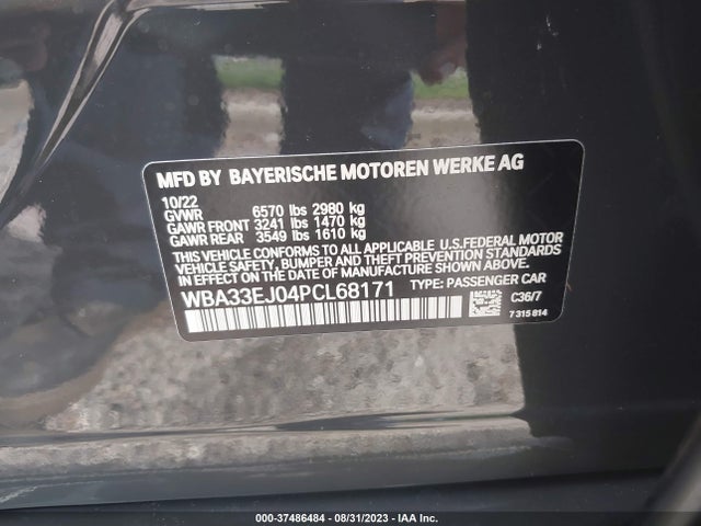 2023 BMW 7 SERIES 760I XDRIVE VIN: WBA33EJ04PCL68171