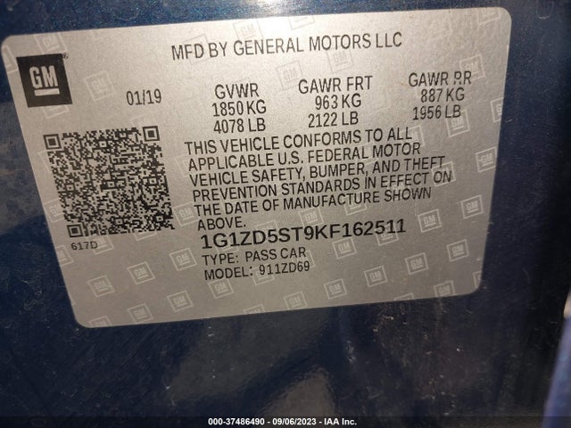 Chevrolet MALIBU LT 2019 1G1ZD5ST9KF162511 Image 9