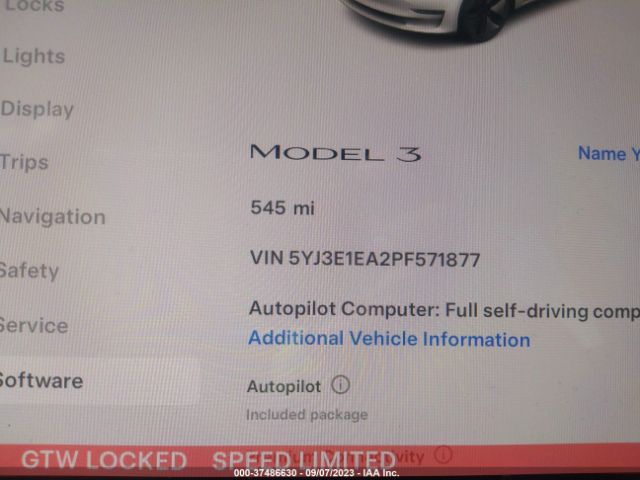 5YJ3E1EA2PF571877 Tesla MODEL 3