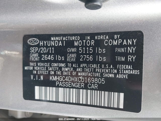 2012 HYUNDAI GENESIS 5.0L R-SPEC VIN: KMHGC4DHXCU169805