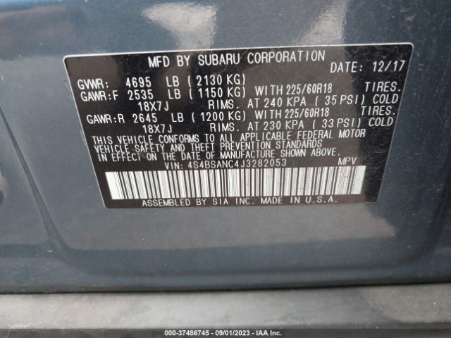 4S4BSANC4J3282053 Subaru Outback Limited