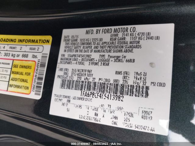 1FA6P8CF4F5413982 Ford MUSTANG GT