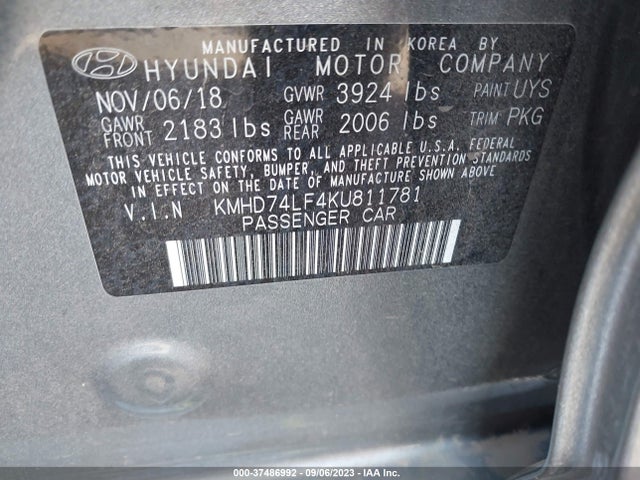 Hyundai ELANTRA SE 2019 KMHD74LF4KU811781 Image 15