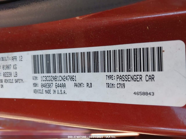 2012 DODGE AVENGER SE VIN: 1C3CDZAB1CN247061