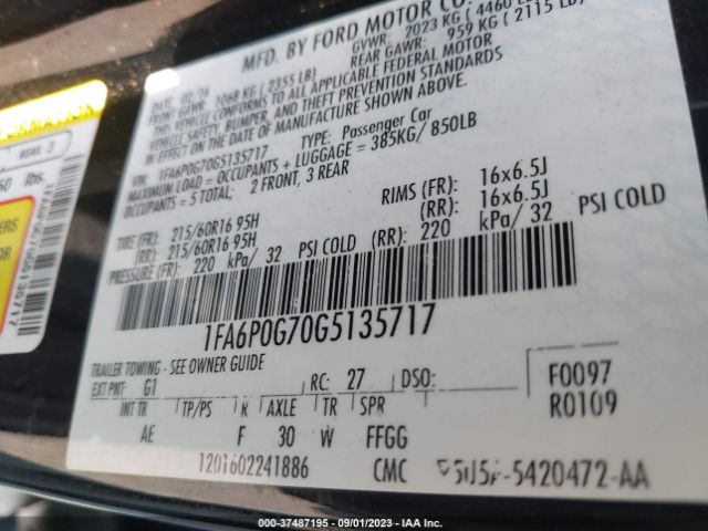 1FA6P0G70G5135717 Ford FUSION S