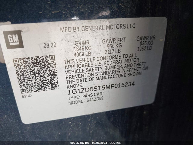 Chevrolet MALIBU LT 2021 1G1ZD5ST5MF015234 Image 15
