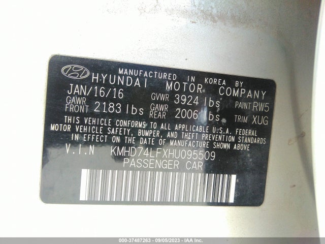 Hyundai ELANTRA SE 2017 KMHD74LFXHU095509 Image 9