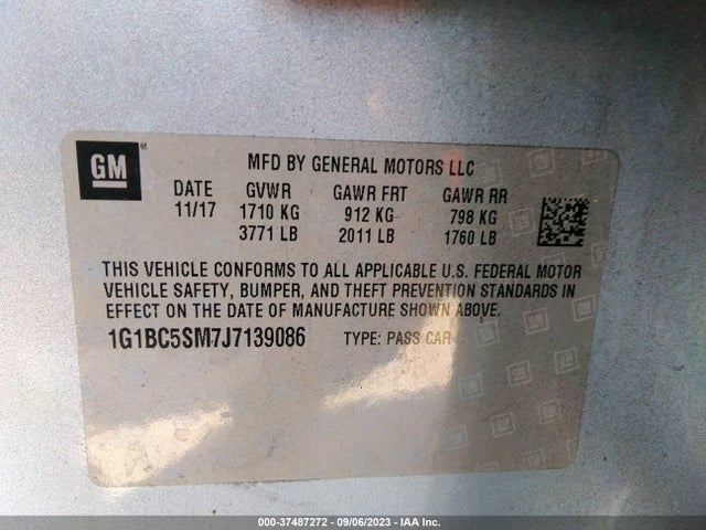 Chevrolet CRUZE LS 2018 1G1BC5SM7J7139086 Image 9