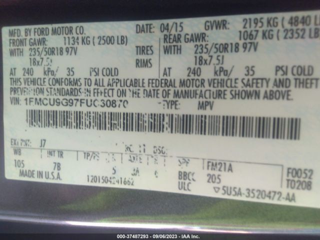 2015 FORD ESCAPE 1FMCU9G97FUC30870 Photo 8