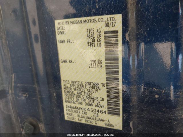 1N4AA6APXHC450464 Nissan MAXIMA SL