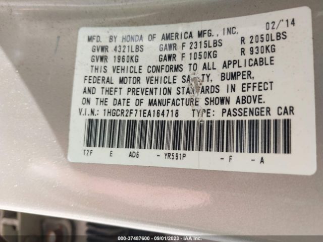 1HGCR2F71EA164718 Honda Accord Sedan Ex