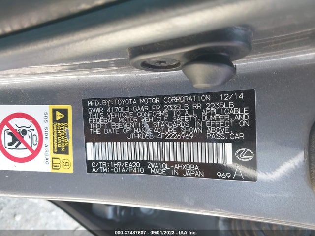 2015 Lexus CT, VIN: JTHKD5BH4F2226969