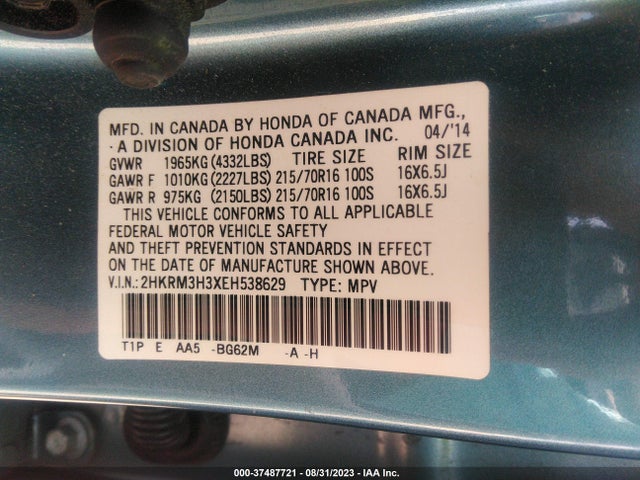 Honda CR-V LX 2014 2HKRM3H3XEH538629 Image 9