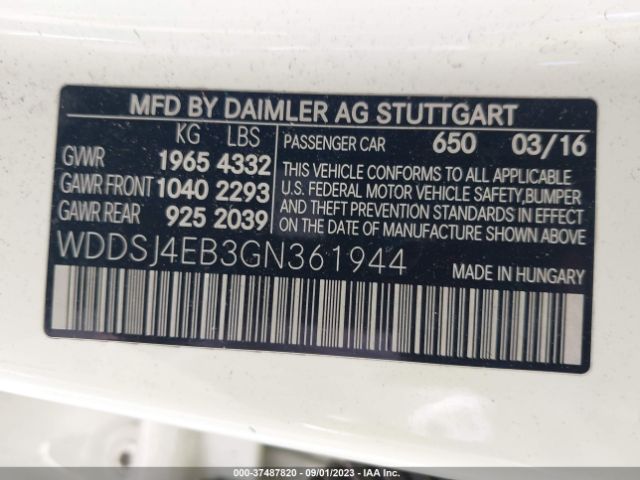 2016 MERCEDES-BENZ CLA 250 WDDSJ4EB3GN361944 Photo 8