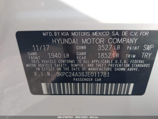 Hyundai ACCENT SE 2018 3KPC24A38JE011781 Image 9
