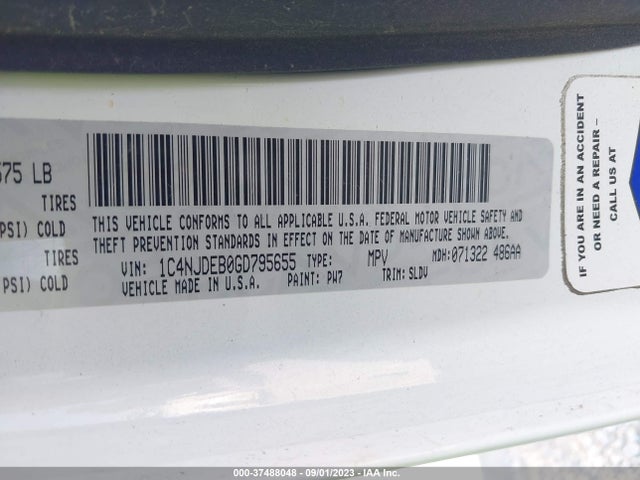 1C4NJDEB0GD795655 Jeep Compass High Altitude Edition