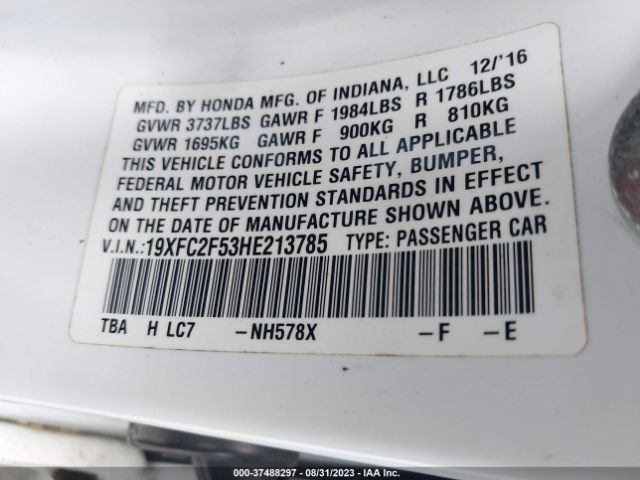 19XFC2F53HE213785 Honda Civic Sedan Lx