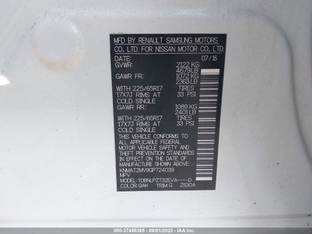 Nissan ROGUE S 2016 KNMAT2MV9GP724039 Image 9