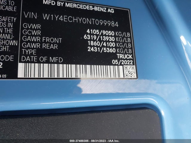 2022 Mercedes-Benz Sprinter, VIN: W1Y4ECHY0NT099984