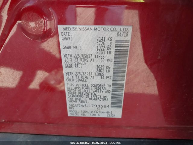 5N1AT2MV8JC798594 Nissan ROGUE SV