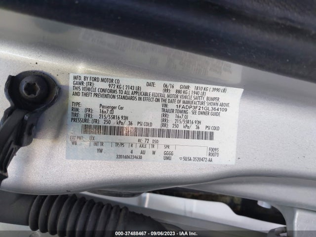 Ford FOCUS SE 2016 1FADP3F21GL364109 Image 9