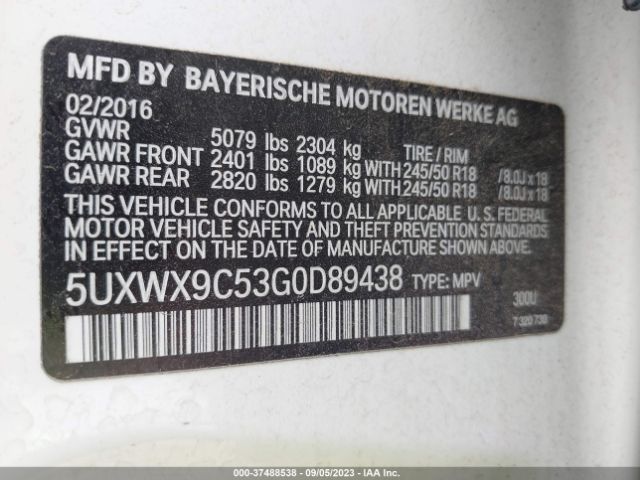 5UXWX9C53G0D89438 BMW X3 Xdrive28i