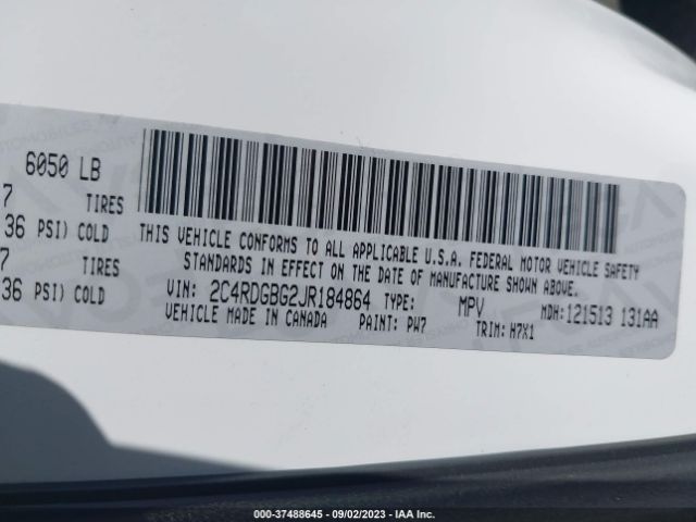 2C4RDGBG2JR184864 Dodge Grand Caravan Se