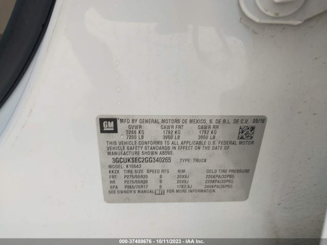 Chevrolet Silverado 1500 Ltz 2016 3GCUKSEC2GG340265 Image 9