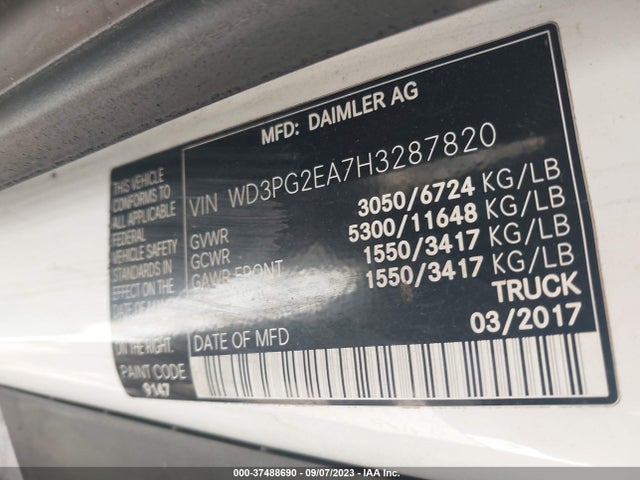 2017 Mercedes-Benz Metris, VIN: WD3PG2EA7H3287820