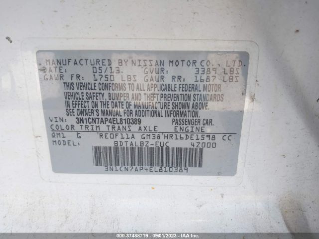 3N1CN7AP4EL810389 Nissan VERSA SV