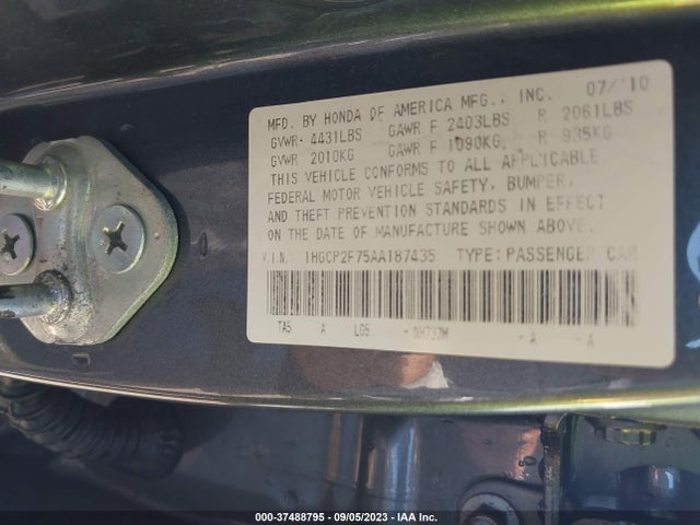 2010 HONDA ACCORD SDN EX VIN: 1HGCP2F75AA187435