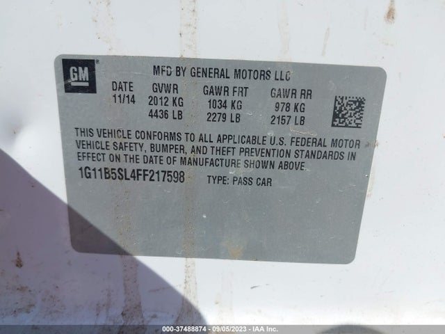 Chevrolet MALIBU LS 2015 1G11B5SL4FF217598 Image 9