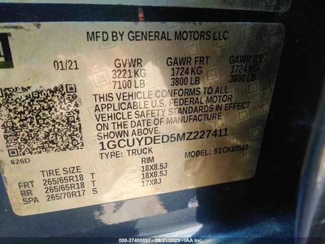 Chevrolet l84 2021 1GCUYDED5MZ227411 Image 25