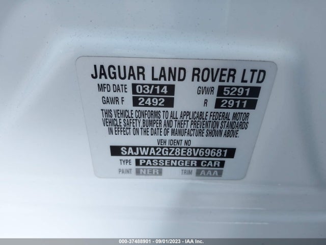 2014 JAGUAR XJ XJL PORTFOLIO VIN: SAJWA2GZ8E8V69681