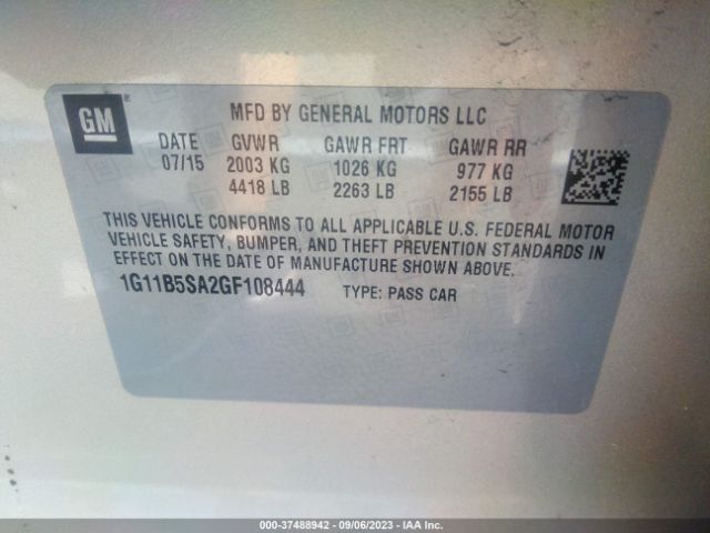 1G11B5SA2GF108444 Chevrolet Malibu Limited Ls