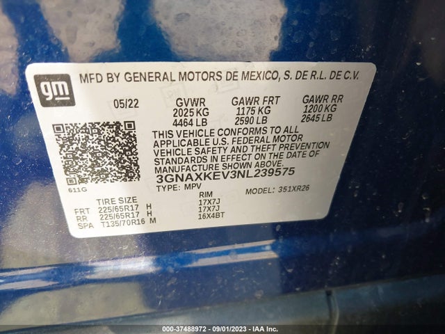 Chevrolet EQUINOX LT 2022 3GNAXKEV3NL239575 Image 9