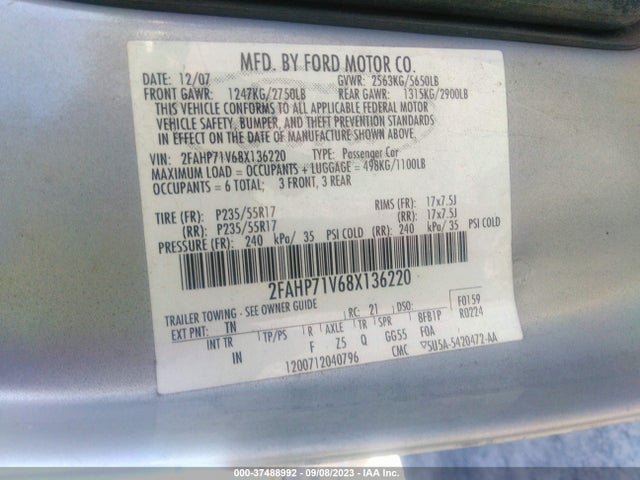 2008 FORD POLICE INTERCEPTOR 2FAHP71V68X136220 Photo 8