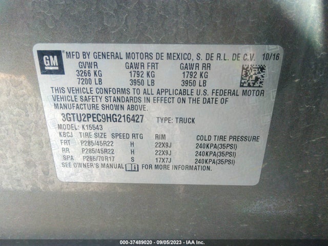GMC Sierra 1500 Denali 2017 3GTU2PEC9HG216427 Image 9