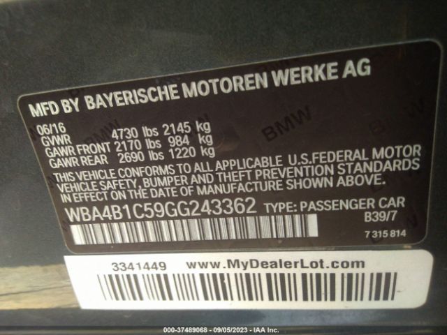 WBA4B1C59GG243362 BMW 4 Series 435i