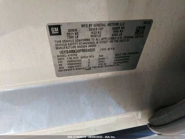 1GYS4MKJ0FR664355 Cadillac Escalade Luxury