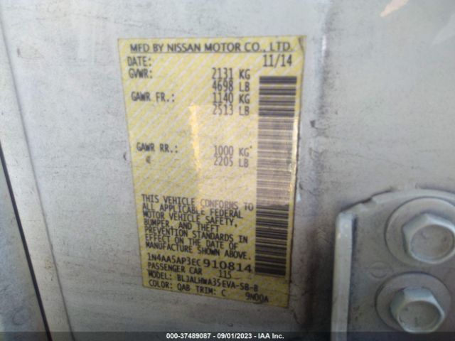 1N4AA5AP3EC910814 Nissan Maxima 3.5 Sv W/premium Pkg