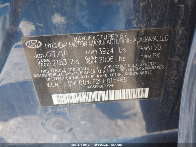 2017 HYUNDAI ELANTRA SE VIN: 5NPD84LF2HH015468