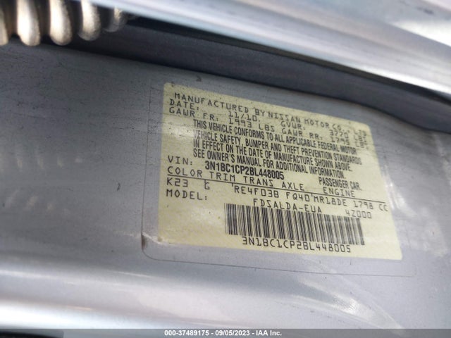 2011 NISSAN VERSA 1.8 S VIN: 3N1BC1CP2BL448005