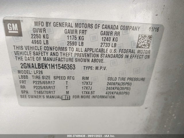 Chevrolet EQUINOX LS 2017 2GNALBEK1H1546363 Image 9
