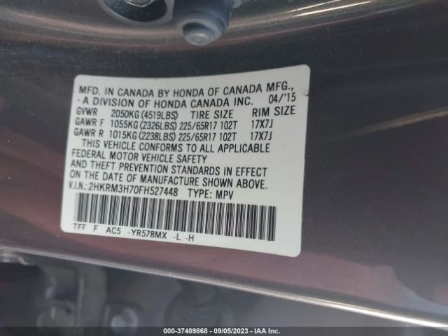 2HKRM3H70FH527448 Honda Cr-v Ex-l