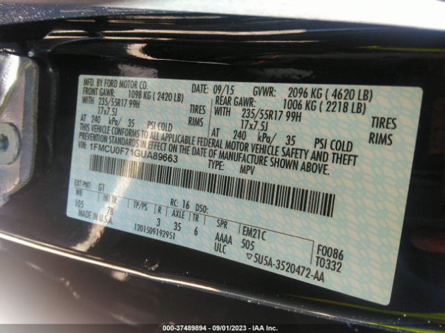 1FMCU0F71GUA89663 Ford ESCAPE S