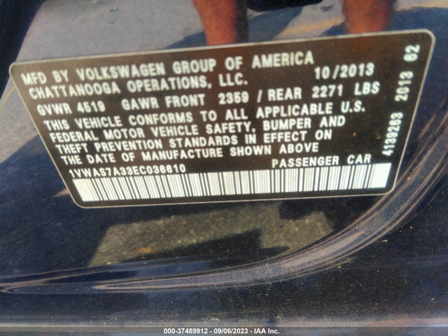 2014 VOLKSWAGEN PASSAT WOLFSBURG ED VIN: 1VWAS7A33EC036610