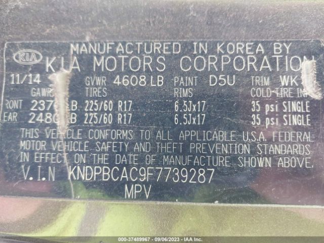 KNDPBCAC9F7739287 KIA Sportage Lx