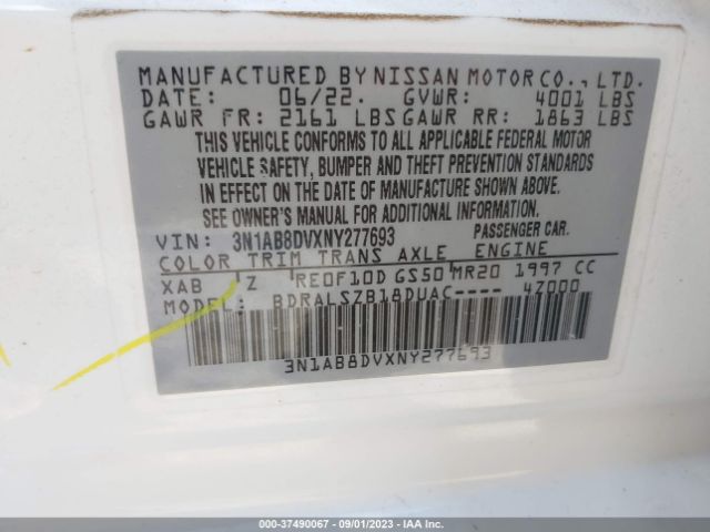 3N1AB8DVXNY277693 Nissan SENTRA SR