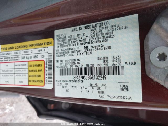 3FA6P0SU8GR132249 Ford Fusion Energi Titanium